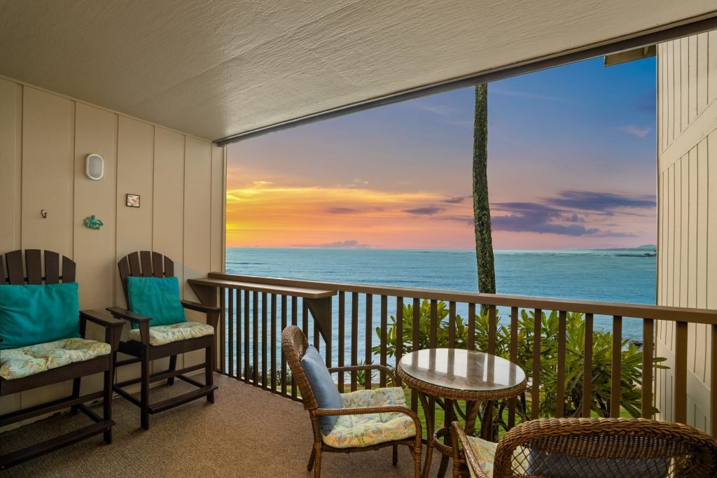Sunset from the lanai ~ Wailua Bay View #214